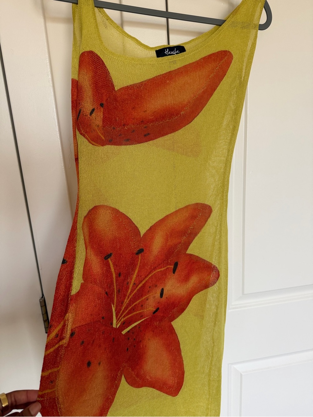 Hanifa Yellow Maxi Dress with Orange Lily Print